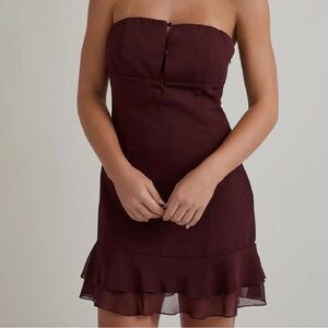 Strapless Burgundy Sheath Dress - Brand Not Specified